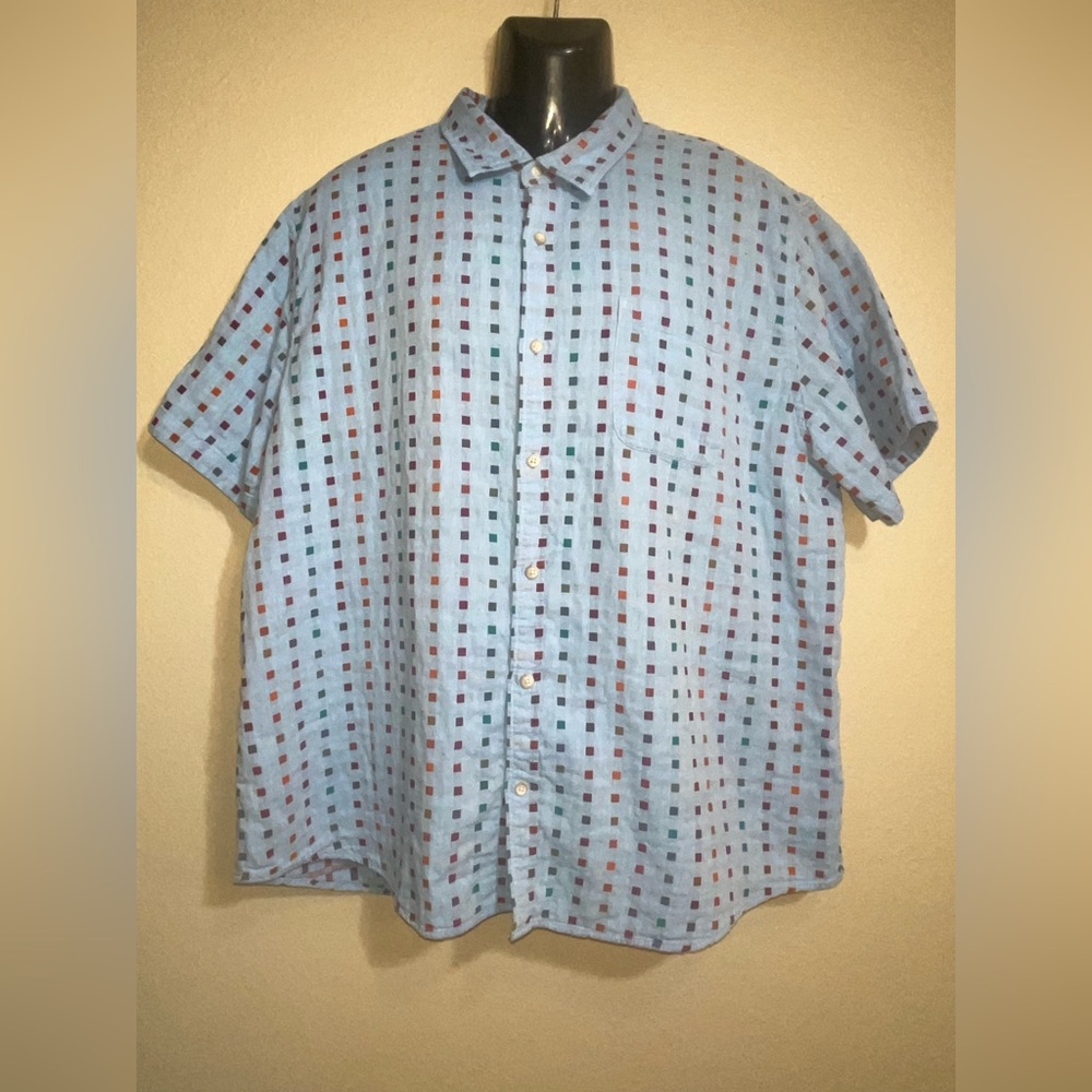Carbon2Cobalt Men's Blue button down Short Sleeve Shirt